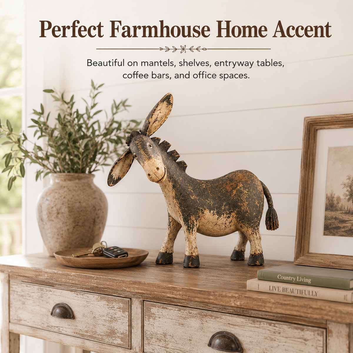 🫏 Special 50% OFF – Rustic Donkey Figurine for Farmhouse Decor
