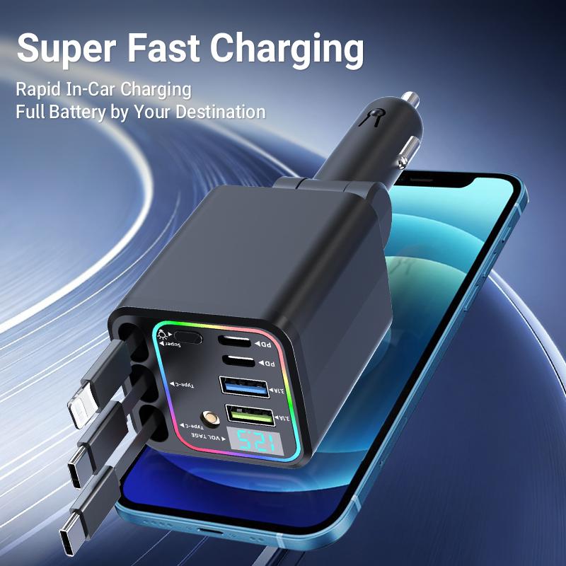 🔌7-in-1 Retractable Car Charger