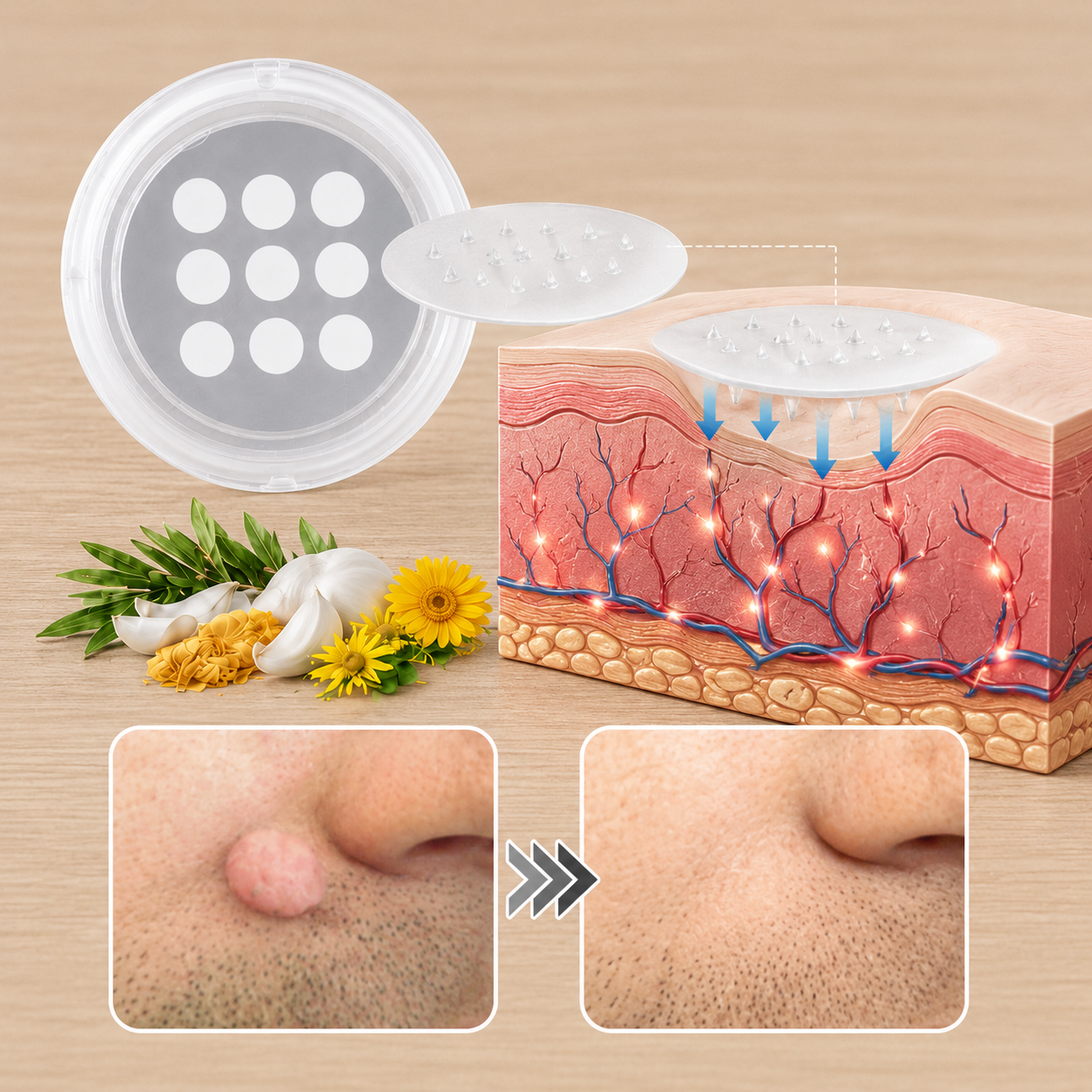 ✨OLIOKINDRED®2-in-1 Microneedle & Hydrocolloid Patch🍀| Removes Raised Moles, Acne, Flat Warts & Skin Tags | Helps Improve Wrinkles, Scars & Blemishes | Invisible Patches for Face & Body
