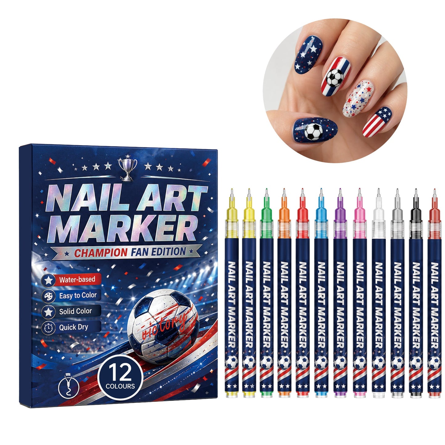 OLIOKINDRED™12-color fan-themed nail art brushes