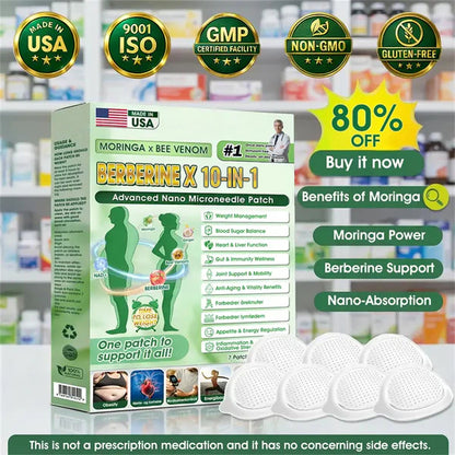 🧑‍⚕️🩺 Moringa · Berberine × 𝟏𝟎-𝐢𝐧-𝟏 𝐀𝐝𝐯𝐚𝐧𝐜𝐞𝐝 𝐍𝐚𝐧𝐨 𝐌𝐢𝐜𝐫𝐨𝐧𝐞𝐞𝐝𝐥𝐞 𝐏𝐚𝐭𝐜𝐡 — 𝐎𝐧𝐜𝐞 𝐃𝐚𝐢𝐥𝐲, 𝐕𝐢𝐬𝐢𝐛𝐥𝐞 𝐑𝐞𝐬𝐮𝐥𝐭𝐬 𝐢𝐧 𝟕 𝐃𝐚𝐲𝐬