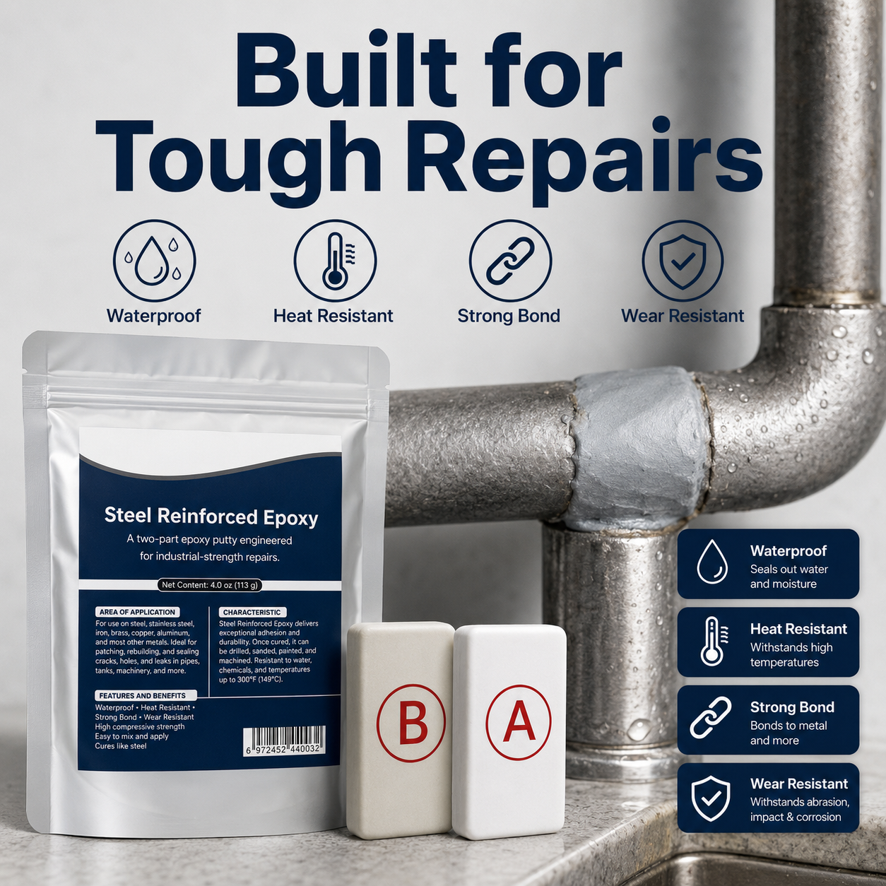💥SAVE 69% NOW🏠Steel Reinforced Epoxy Repair Putty — Universal Glue for Metal, Wood, Plastic