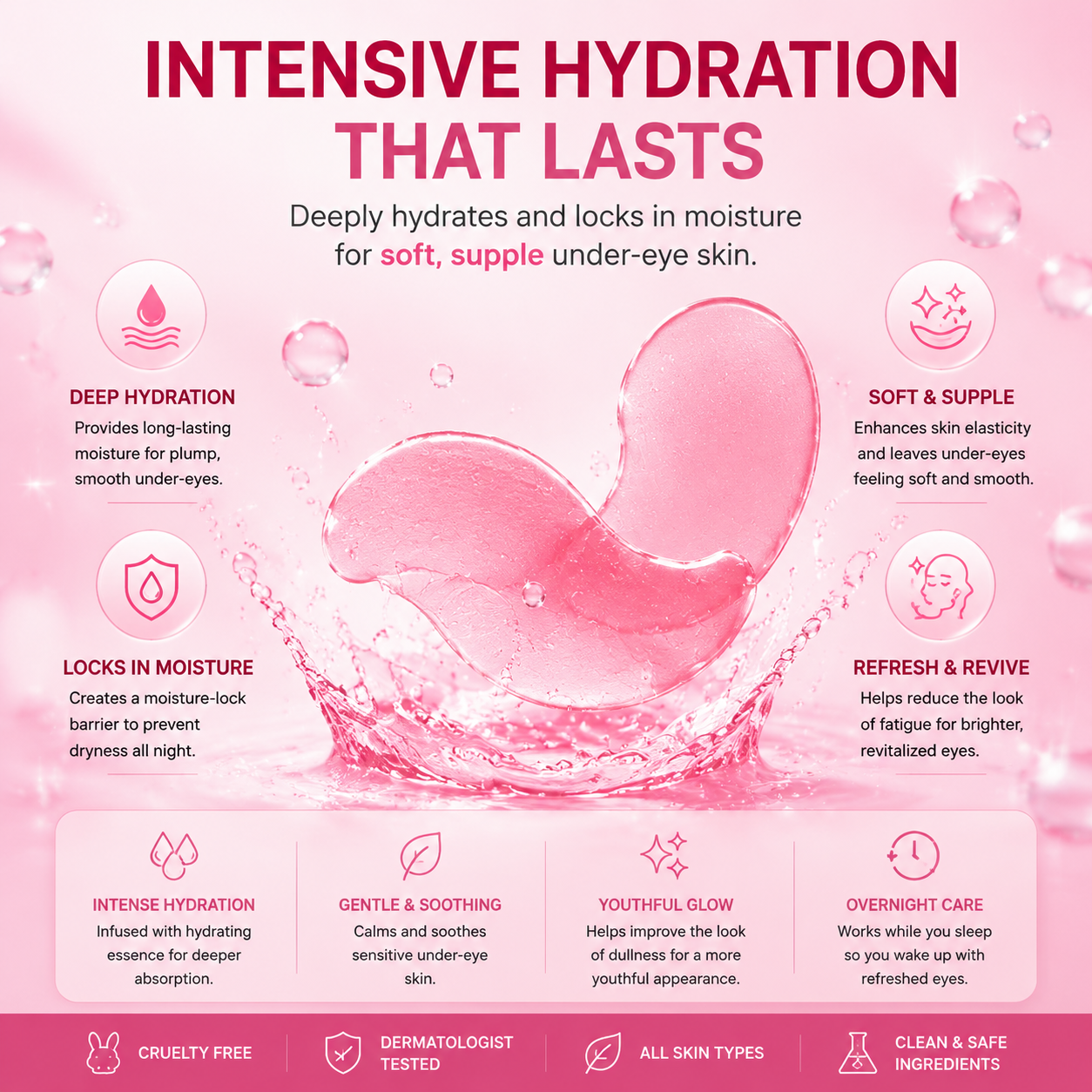 Hopearve Pink Caffeine Collagen Eye Patch – 10-Minute Eye Revival Treatment