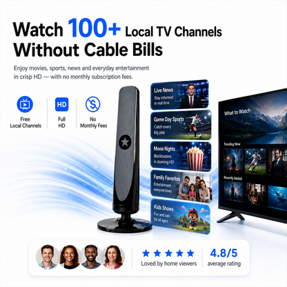 🔥HD TV Antenna – No Subscription, Easy Setup