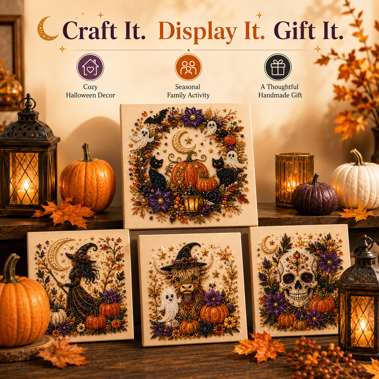 🔥👻 Halloween Pearl Art DIY Kit – Turn Tiny Pearls into Spooky-Cute Magic