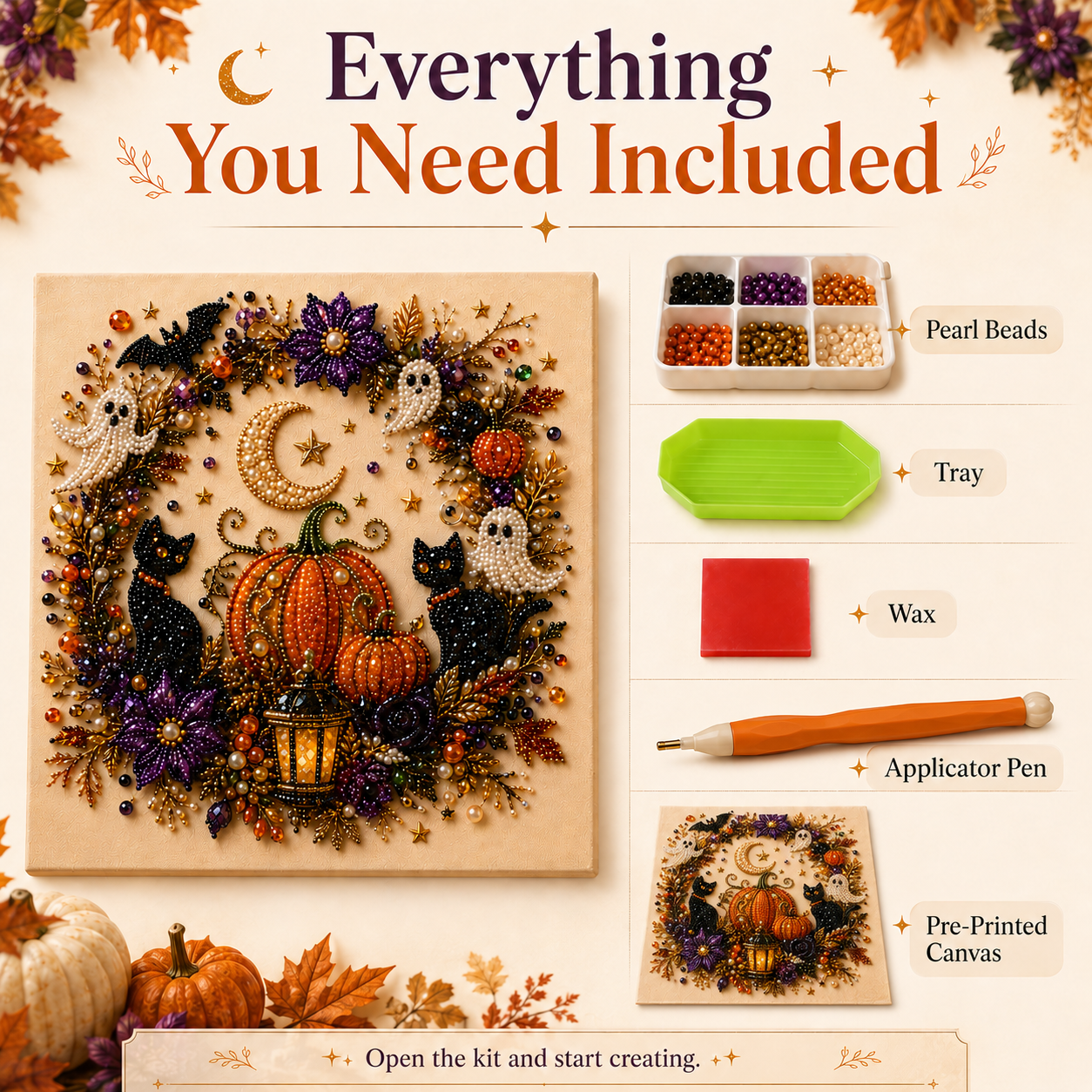 🔥👻 Halloween Pearl Art DIY Kit – Turn Tiny Pearls into Spooky-Cute Magic