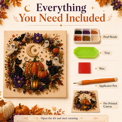 🔥👻 Halloween Pearl Art DIY Kit – Turn Tiny Pearls into Spooky-Cute Magic