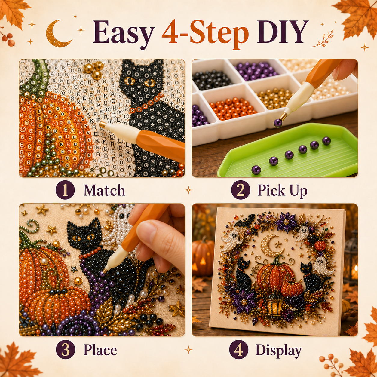 🔥👻 Halloween Pearl Art DIY Kit – Turn Tiny Pearls into Spooky-Cute Magic