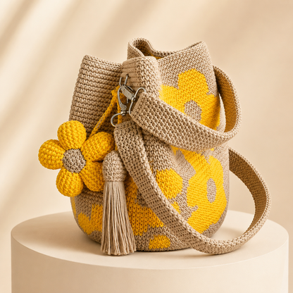 🌼Handwoven Flower Bucket Bag 👜