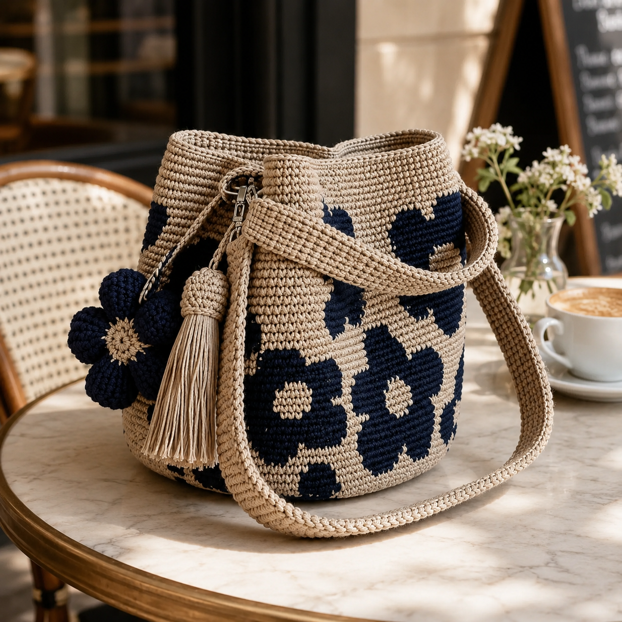 🌼Handwoven Flower Bucket Bag 👜