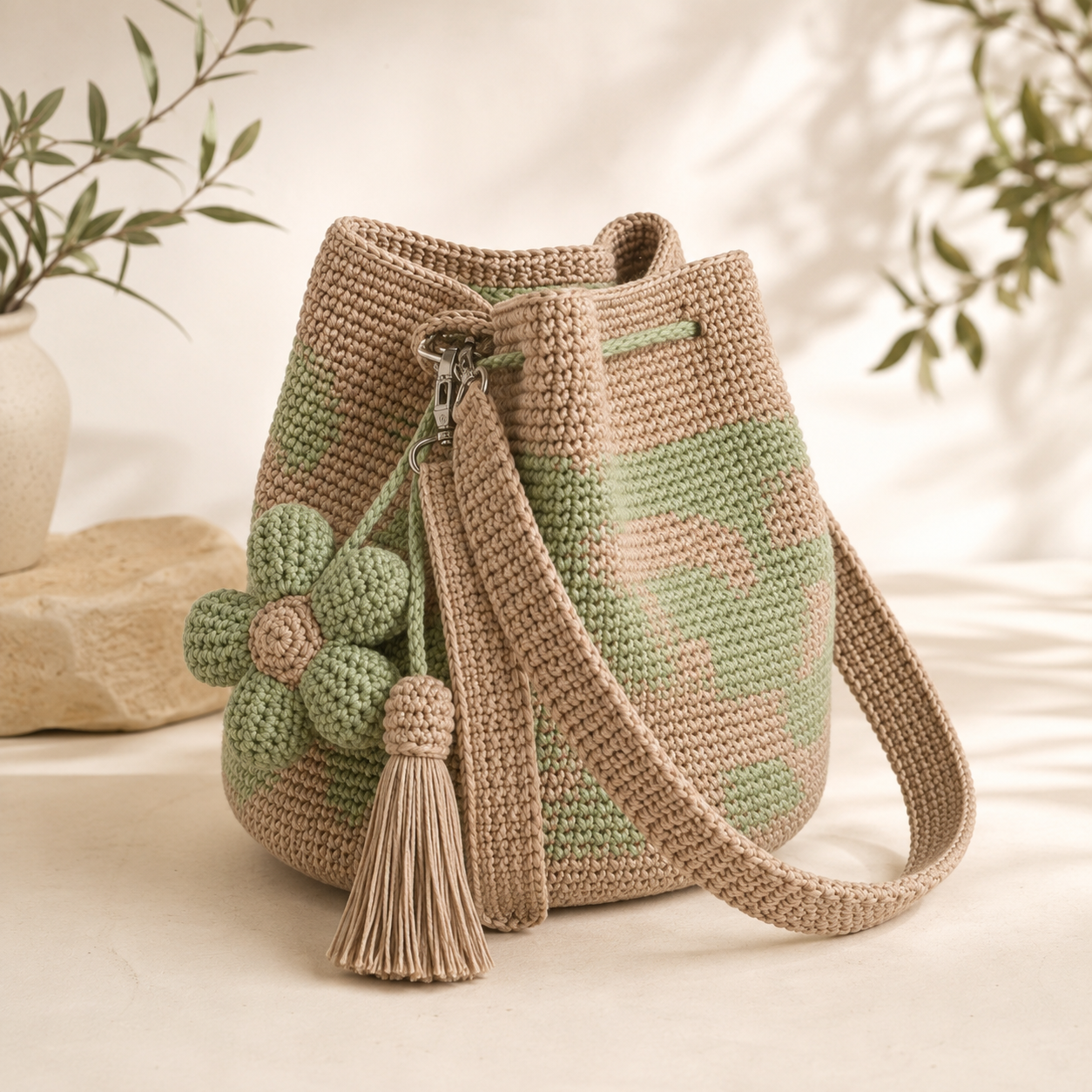 🌼Handwoven Flower Bucket Bag 👜