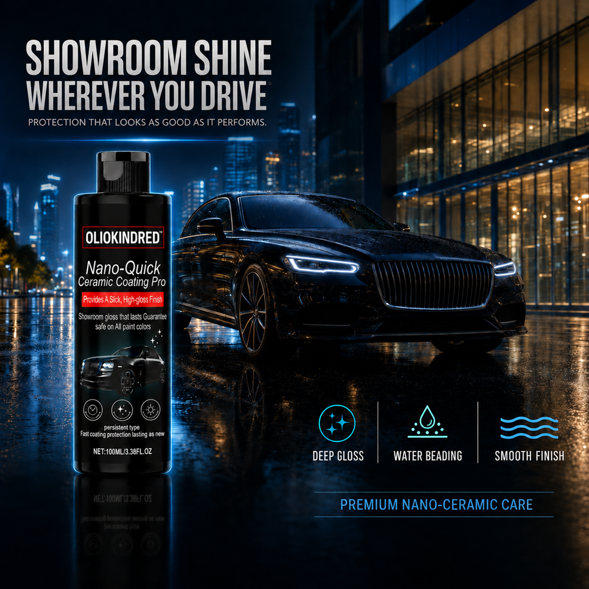 Oliokindred™ Nano Ceramic Coating Pro Deep Gloss, Water Beading & Easy Cleaning Without Expensive Detailing