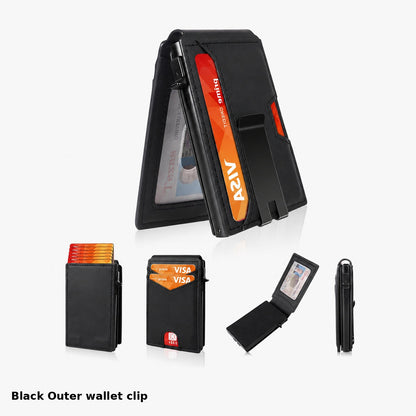 🔥HOT SALE🔥Men’s Slim RFID Blocking Wallet – Pop-Up Card Holder & Money Clip