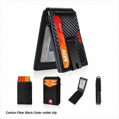 🔥HOT SALE🔥Men’s Slim RFID Blocking Wallet – Pop-Up Card Holder & Money Clip