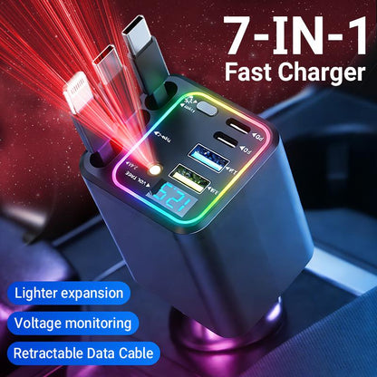🔌7-in-1 Retractable Car Charger
