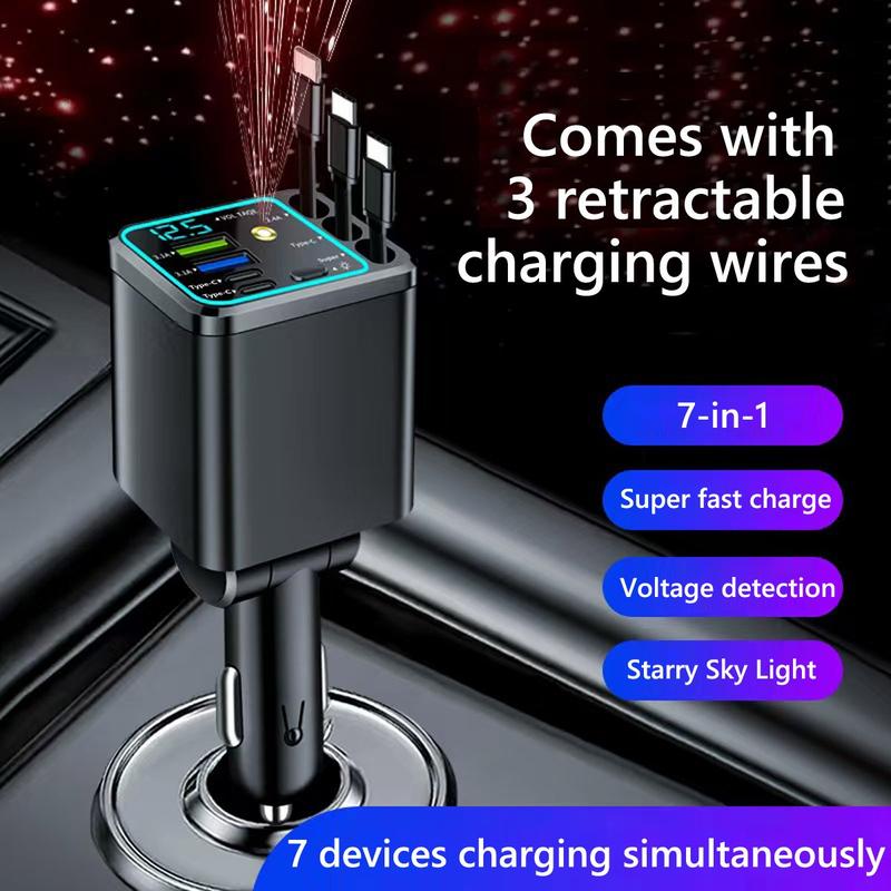 🔌7-in-1 Retractable Car Charger