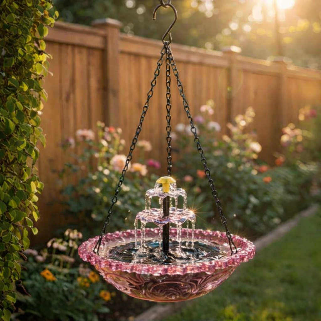 Solar Cascade Hanging Bird Bath Founta
