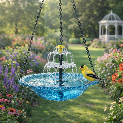 Solar Cascade Hanging Bird Bath Founta