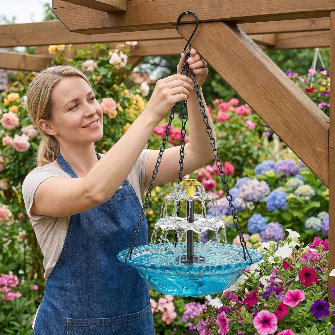 Solar Cascade Hanging Bird Bath Founta