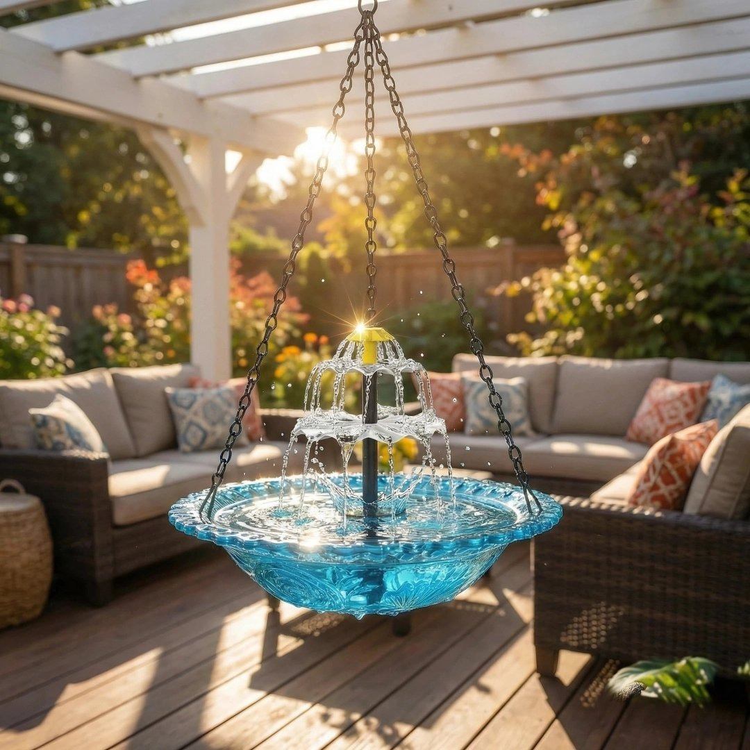 Solar Cascade Hanging Bird Bath Founta