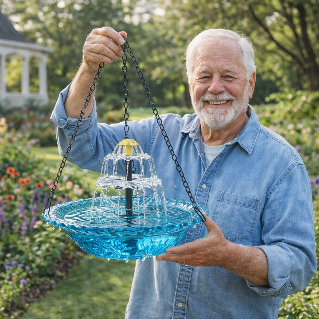 Solar Cascade Hanging Bird Bath Founta
