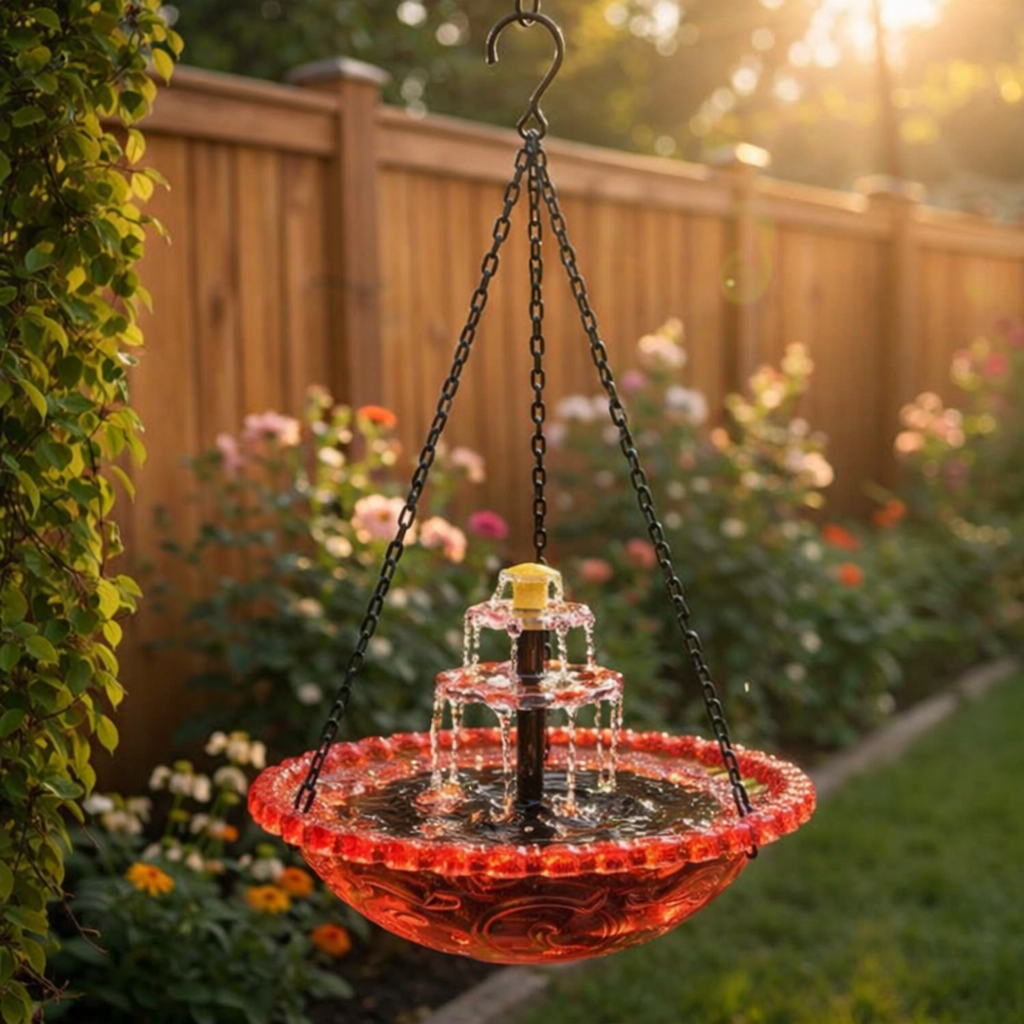 Solar Cascade Hanging Bird Bath Founta