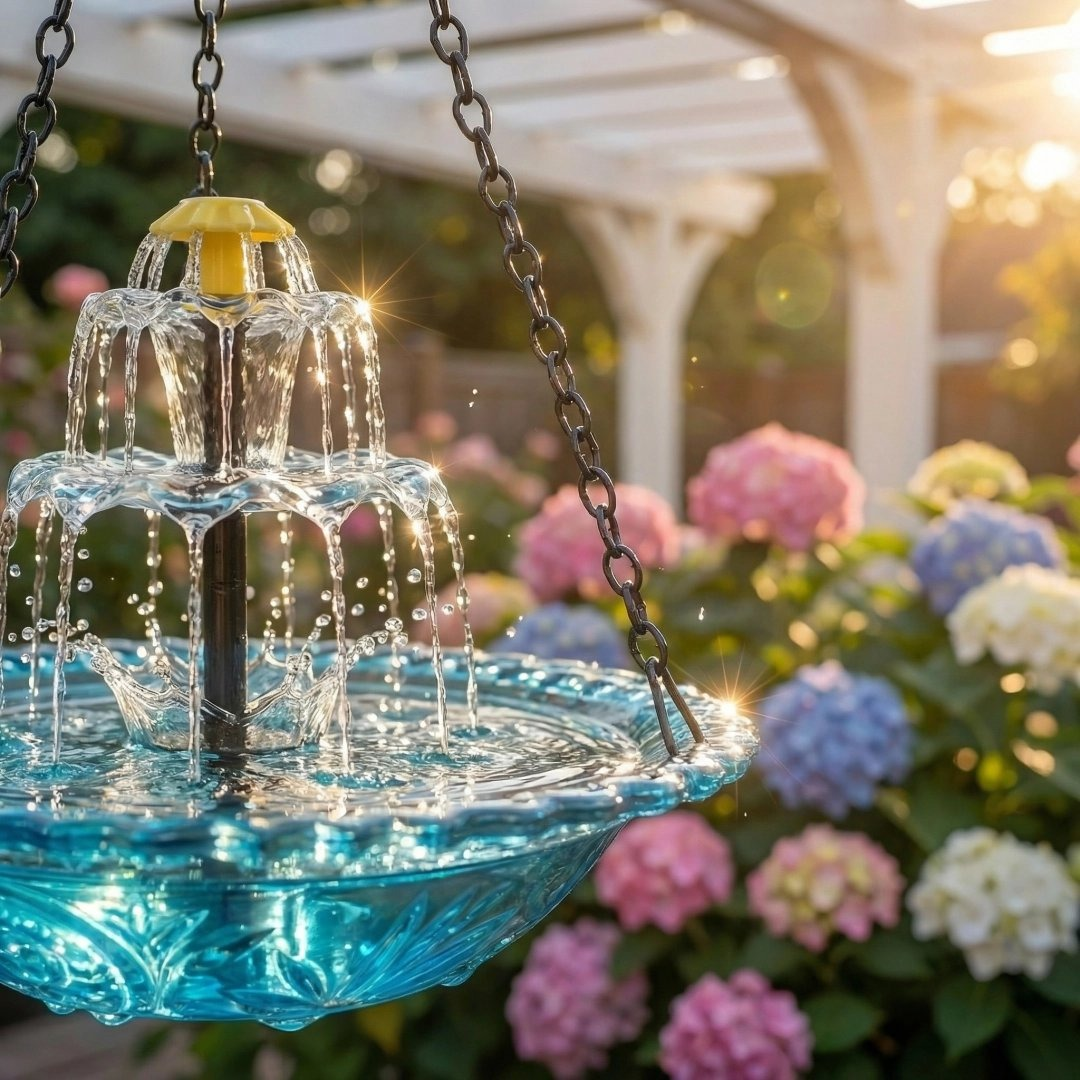 Solar Cascade Hanging Bird Bath Founta